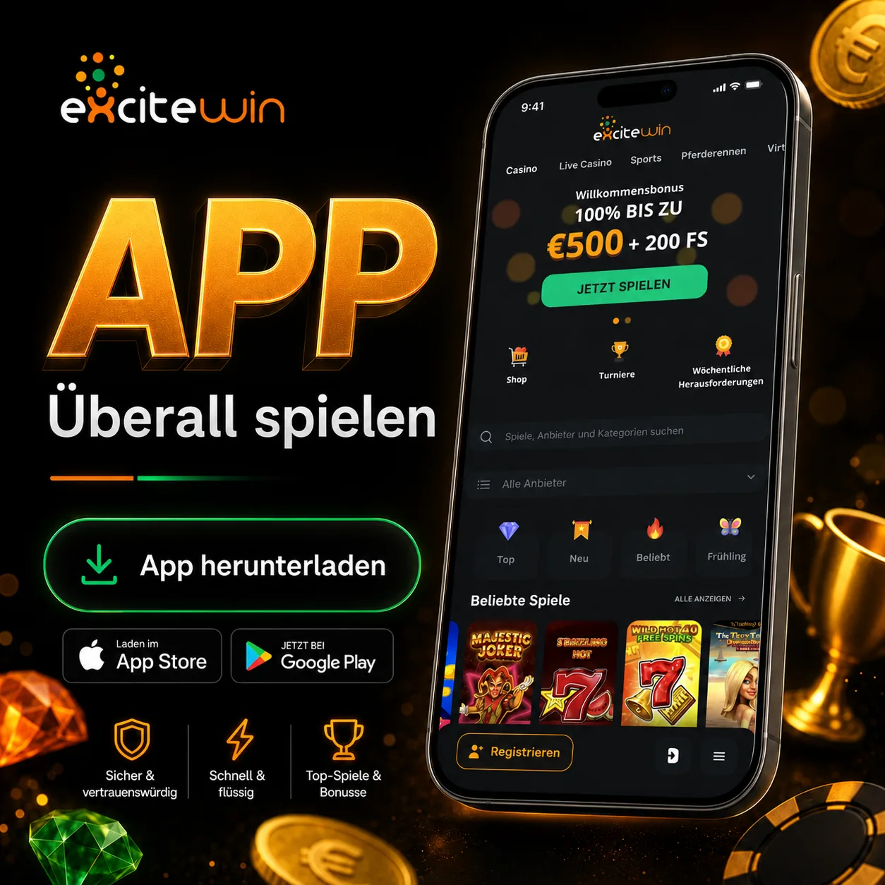 ExciteWin App Funktionen auf Deutsch als quadratische Vorschau