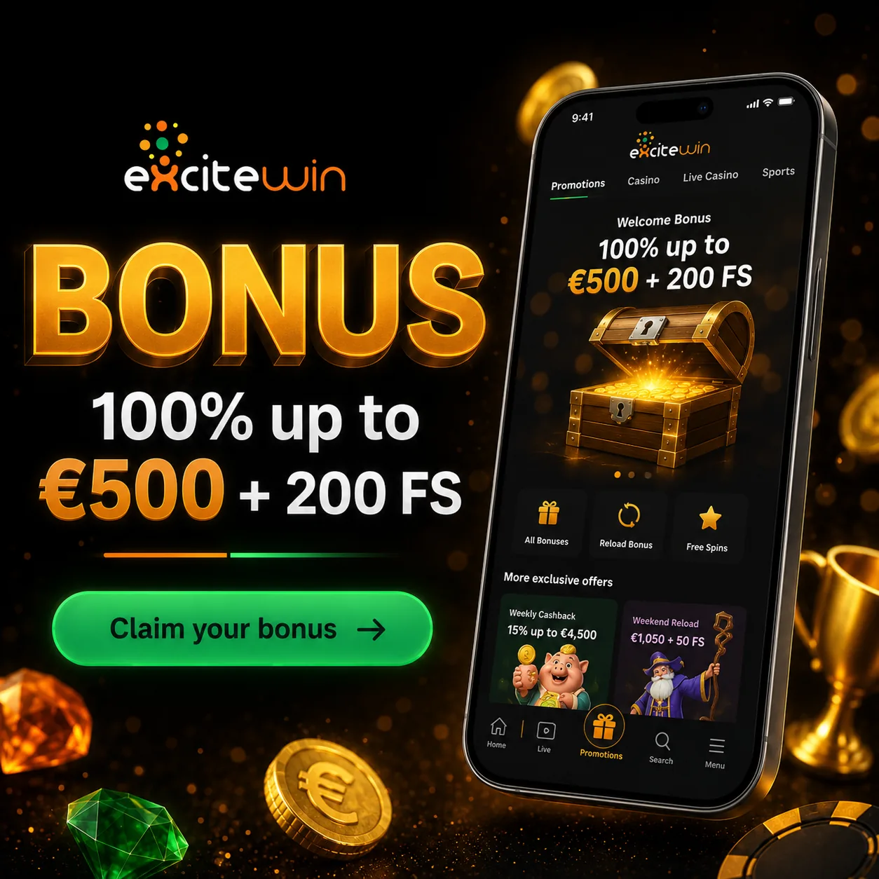 ExciteWin bonus media preview