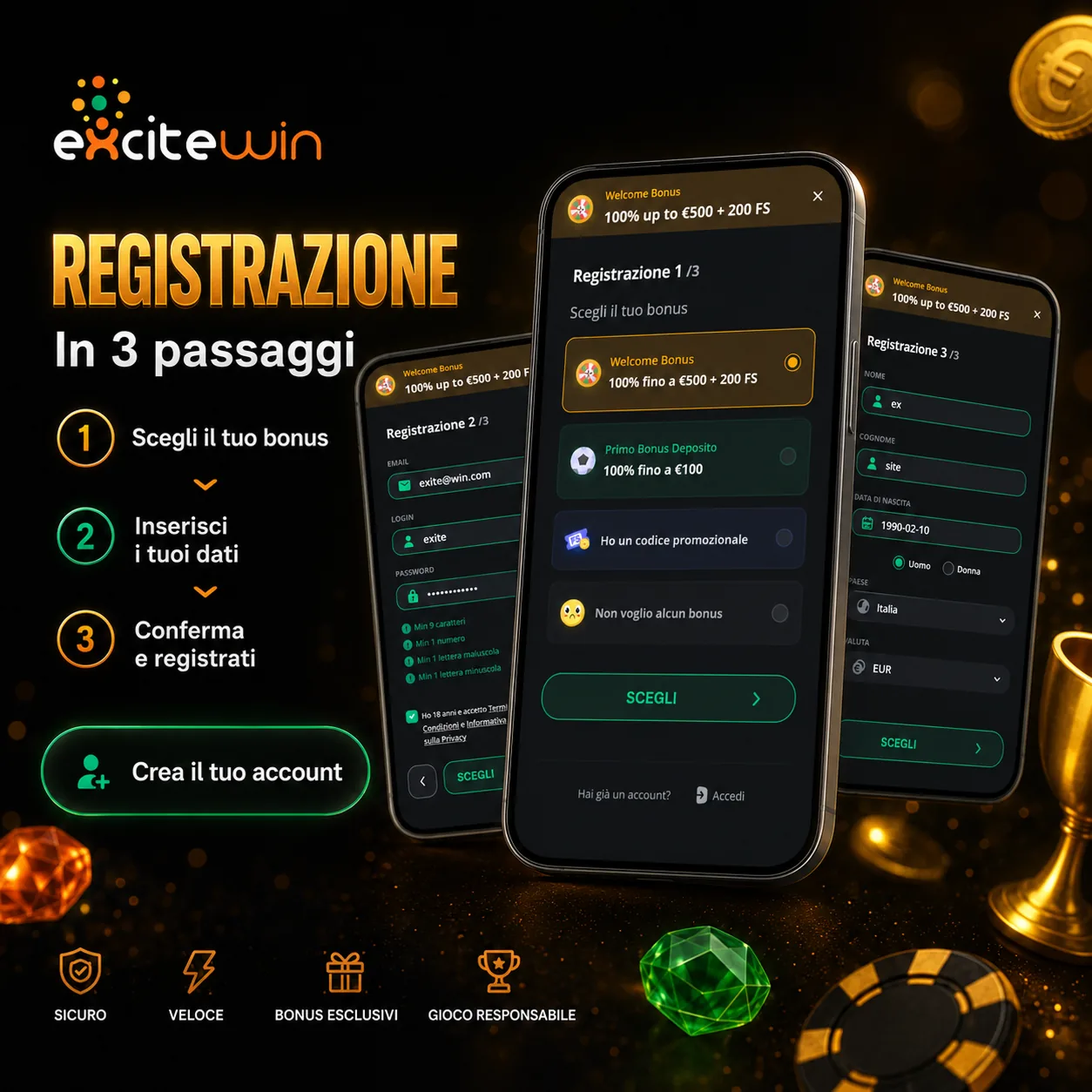 Registrazione ExciteWin in italiano come anteprima quadrata